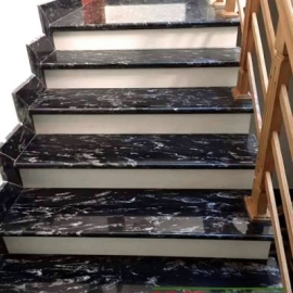 ỐP ĐÁ CẦU THANG MẶT ĐEN CỔ TRẮNG